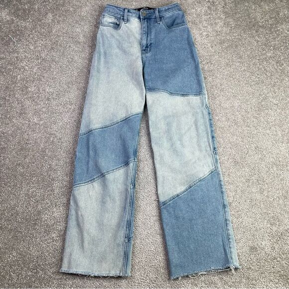 Hollister Denim - Hollister Dad Jeans Women's 23 Blue Straight Leg High Rise Two-Tone Denim